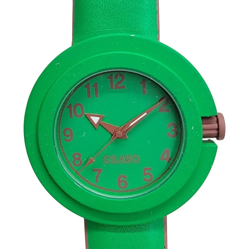 Crayo Crazy For Color Green Brown Analog Quartz Watch Silicone Band Battery